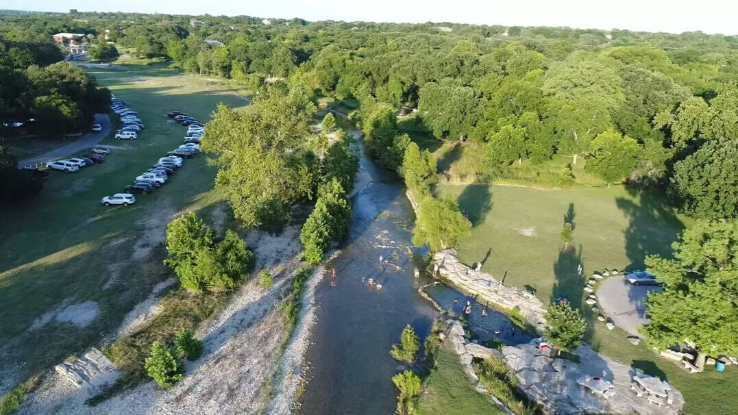 aerial view of creek