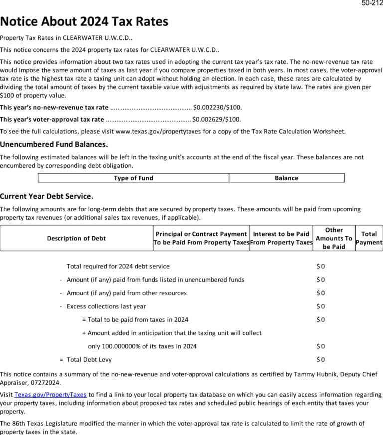 notice about 2024 tax rates