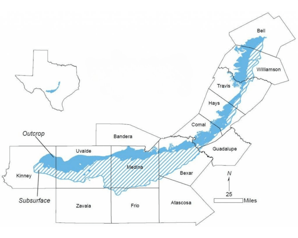 Edwards BFZ Aquifer counties map